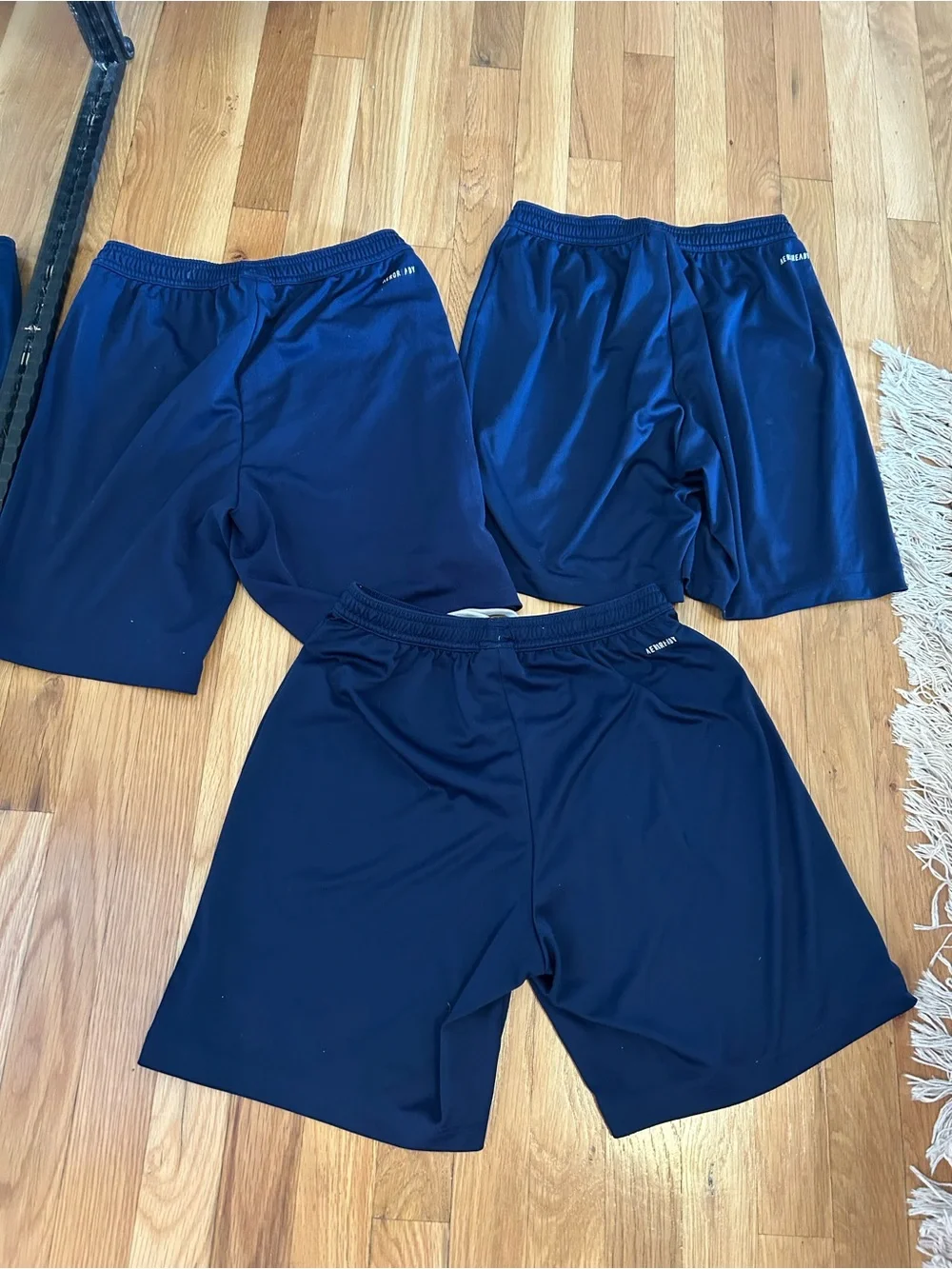adidas Navy Athletic Shorts with White Drawstring